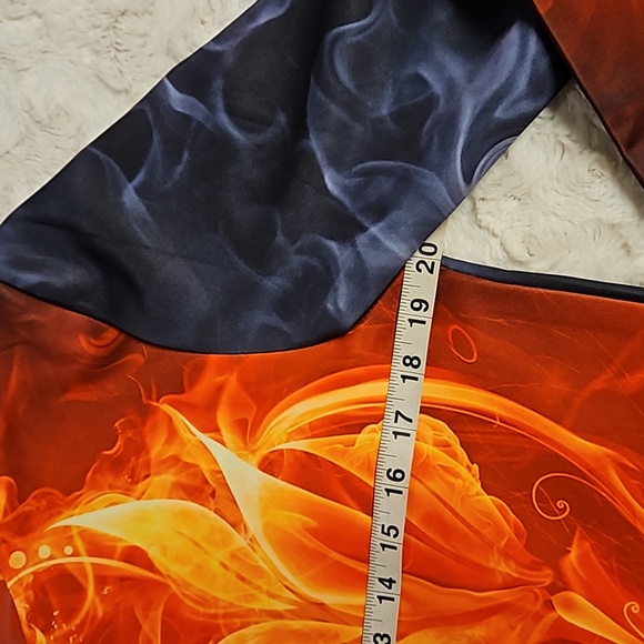 Multicolor abstract print hoodie kangaroo pocket UNISEX Small orange rust black - Picture 6 of 8